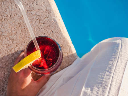 Beautiful cocktail glass. View from above, close-upの写真素材