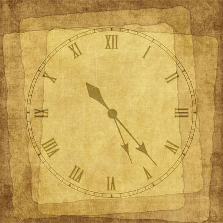 Vintage card for the holiday with clock  on the abstract background の写真素材