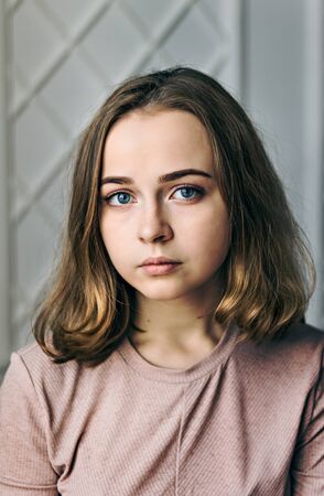 Close-up portrait of a young girlの写真素材