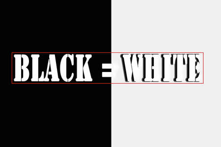 Text Black and white with an equal sign. Stop racism banner. The slogan of protest about the human rights of blacks in America. Ofl font text on black background.の写真素材