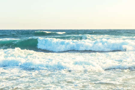 The coast of the Mediterranean Sea. The waves. The horizon. Sky and sea in summer.の写真素材