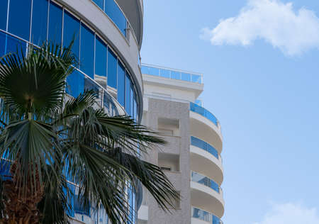 A block of modern European residential buildings. Abstract architecture, fragment of modern urban geometry.の写真素材
