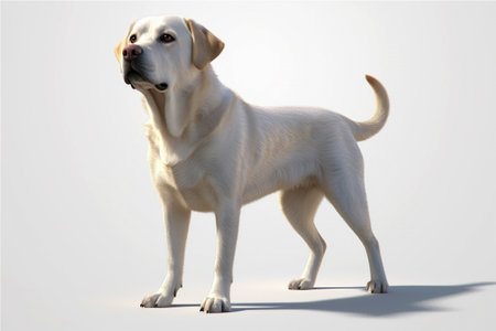 Labrador retriever cream, fawn color on a white background. Generative AI.の素材