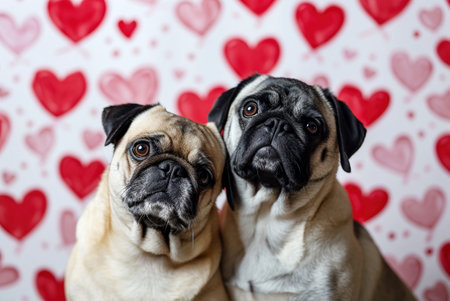 Two dogs on a Valentine's Day date. Generative AIの素材