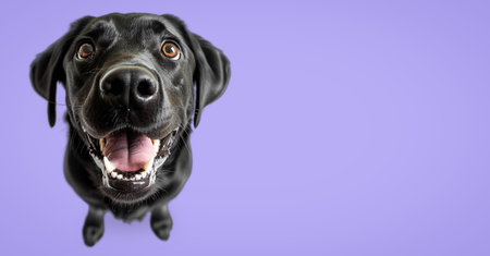 Portrait of a Labrador dog on a colored background. Copy space. Generative AI.の素材