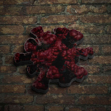 old damaged sticker with texture and imageの写真素材