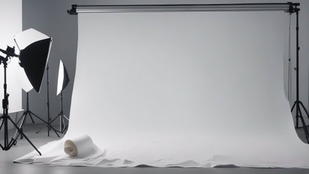 Photographic background in white 3D illustrationの写真素材