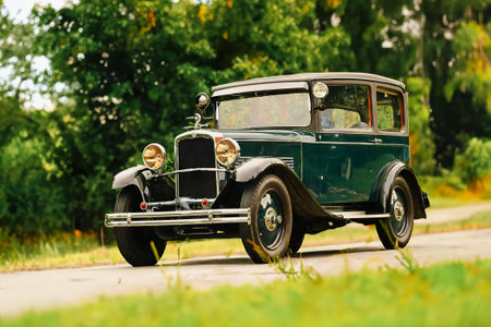 Aged veteran automobile captured in nostalgic gloryの写真素材