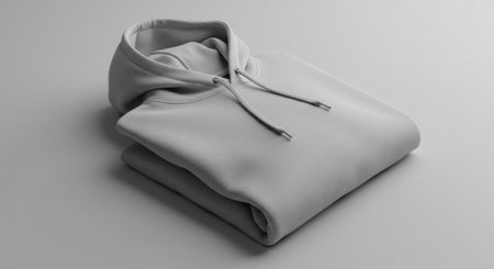 hoodie mockup displayed on a wooden hanger against a modern pastel two-tone pink and green wall background. Clean, empty copy space perfect for product branding, fashion adの素材