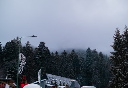 Winter landscape with Romanian mountainsの写真素材