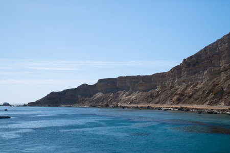 Red Sea in the Gulf of Aqaba, surrounded by the mountains of the Sinai Peninsula, Dahab,