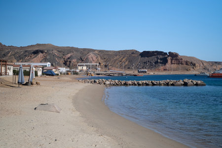 Red Sea in the Gulf of Aqaba, surrounded by the mountains of the Sinai Peninsula, Dahab