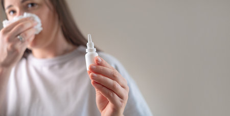 Home nasal cleansing, products for nasal hygiene - tissues and rinse solutions for effective nose cleaning and careの写真素材