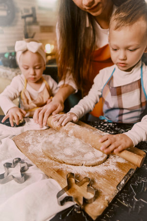 Mom and kids cooking together in the kitchen, emphasizing the importance of quality time that...
