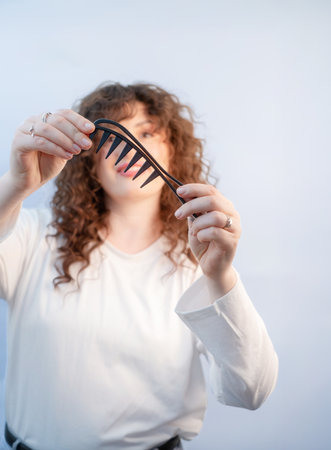 Modern hairbrush designed for women with curly hair ideal for gentle detangling and maintaining...