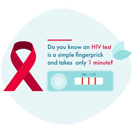 HIV test concept. Red ribbon. World AIDS Day.のイラスト素材