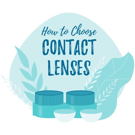 How to choose contact lenses. Concept with Contact Lens Case Box Holder.のイラスト素材