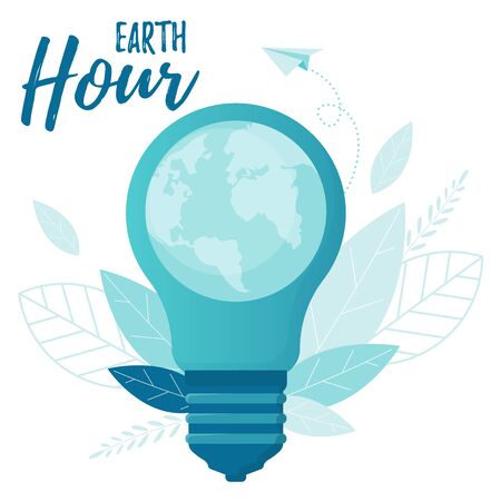 Earth hour concept. Save our planet poster. Happy Earth Day Banner. Environment safety celebration.のイラスト素材