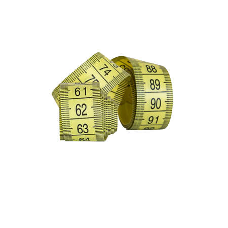 Centimeter tape, fitness and weight loss. Tailor's meter, for sewing. A meter for measuring the figure, waist in centimeters.の写真素材