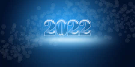 2022 on a magical blue background with bokeh. Cover, screensaver, postcard.の写真素材