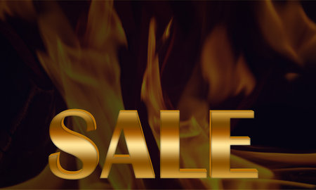 Hot sale. Fire background for sale. Banner or flyer, leaflet. Illustration.の写真素材