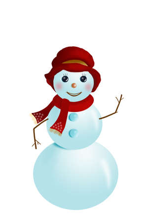A snowman, a symbol of winter, Christmas, New Year and merry holidays. For the design of postcards, gifts, posters and parties.の写真素材