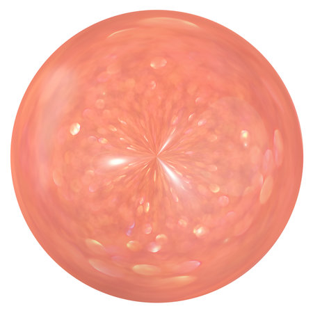 Coral, pink pearl. Isolated close-up illustration. Decoration. a magic ball. Sparkling.の写真素材