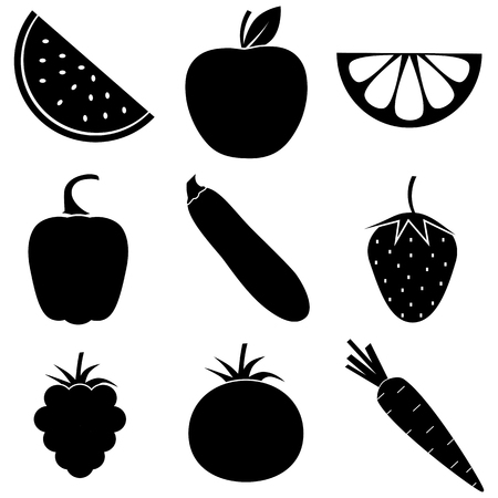 Vegetables, fruits and berries  icons setのイラスト素材