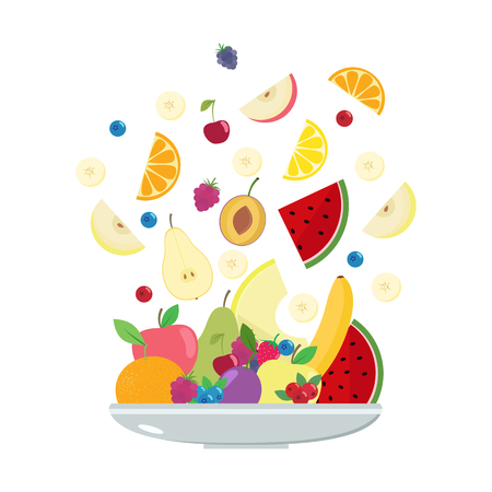 Fruit plate. Vector illustration.のイラスト素材