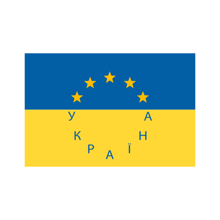 Flag of Ukraine and European Union vector illustration.のイラスト素材
