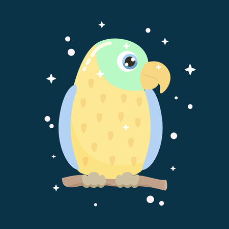 Cute parrot vector illustration. Flat designのイラスト素材