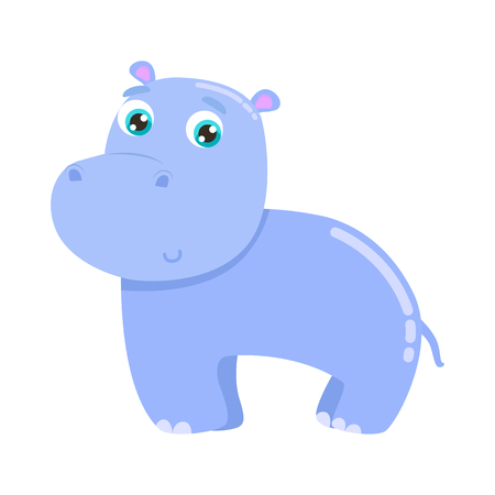 Cute hippo vector illustration. Flat design.のイラスト素材