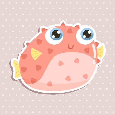 Cute little  fish  hedgehog vector illustration. Flat designのイラスト素材