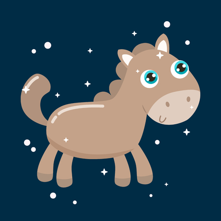 Cute little horse vector illustration. Flat design.のイラスト素材