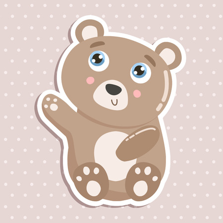 Cute little bear sticker vector illustration. flat designのイラスト素材