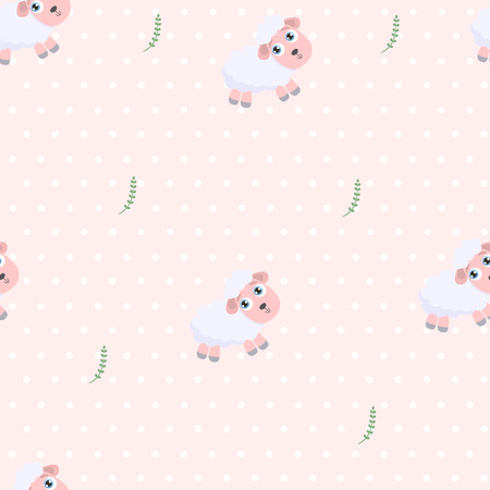 Cute sheep seamless vector background.のイラスト素材