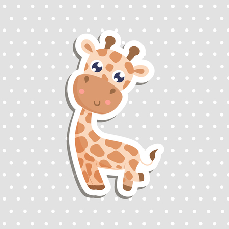 Cute giraffe sticker vector illustration.のイラスト素材
