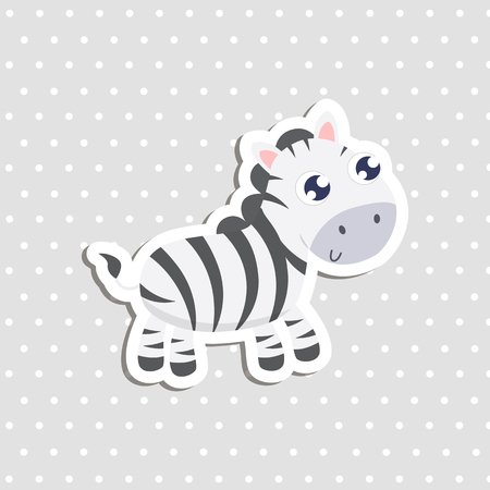 Cute zebra sticker vector illustration. Flat design.のイラスト素材