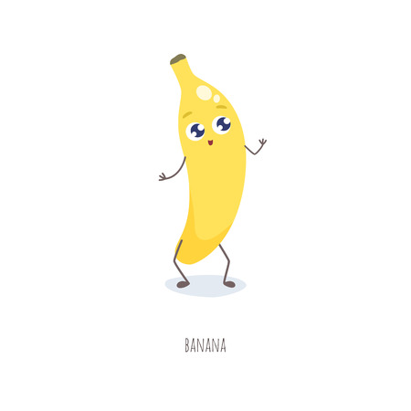 Cute cartoon banana vector illustration.のイラスト素材