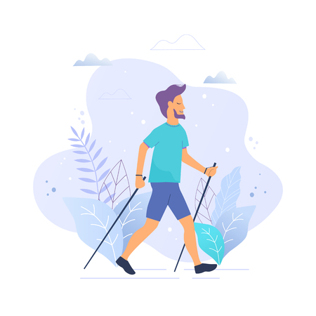 Nordic walking vector illustrationのイラスト素材