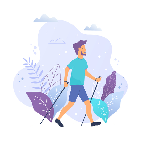 Nordic walking vector illustrationのイラスト素材
