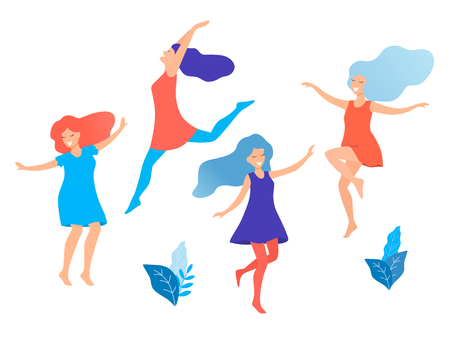 Dancing women vector illustration.のイラスト素材