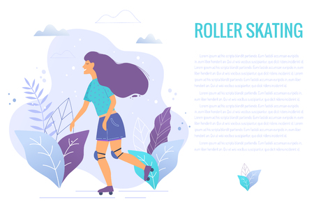 Woman on roller skate vector illustration.のイラスト素材
