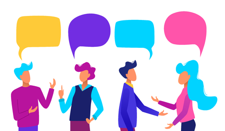 People with speech bubbles. People chatting. Communication concept vector illustration.のイラスト素材