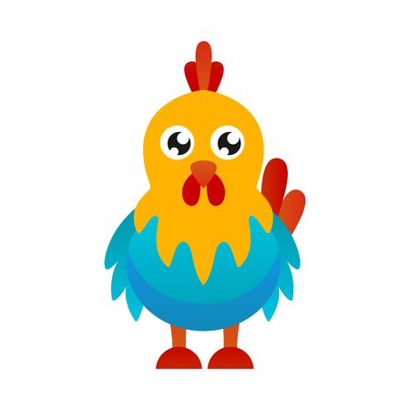 Cartoon chicken vector flat illustrationのイラスト素材