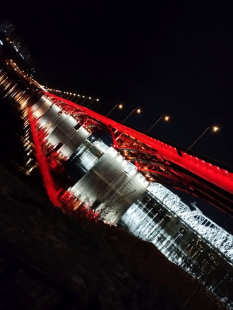 Bosphorus Bridge at night, Istanbul, Turkey. Long exposure photo.の写真素材
