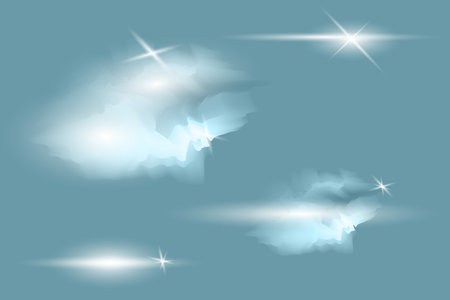 Rainbow crystal reflection effect. Shimmer and shine. Set of vector illustrationsのイラスト素材