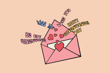 Illustration of Valentines Day. A heartfelt letter to your loved onesのイラスト素材