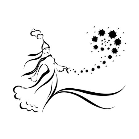 A Kazakh girl dances a beautiful national danceのイラスト素材