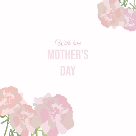 Delicate carnations against a background of lightness and warmth, a card illustration that embodies the love and appreciation for the most dear momのイラスト素材